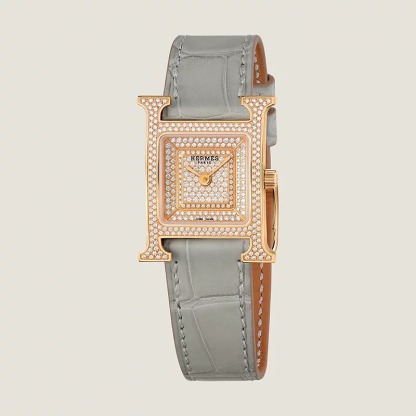 Herthtmes Heure H Watch Small Model 25 MM Diamonds and Rose Gold