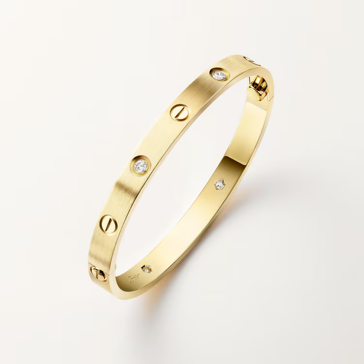 LOVE BRACELET, CLASSIC MODEL,10 DIAMONDS & LOVE BRACELET, CLASSIC MODEL, BRUSHED, 4 DIAMONDS