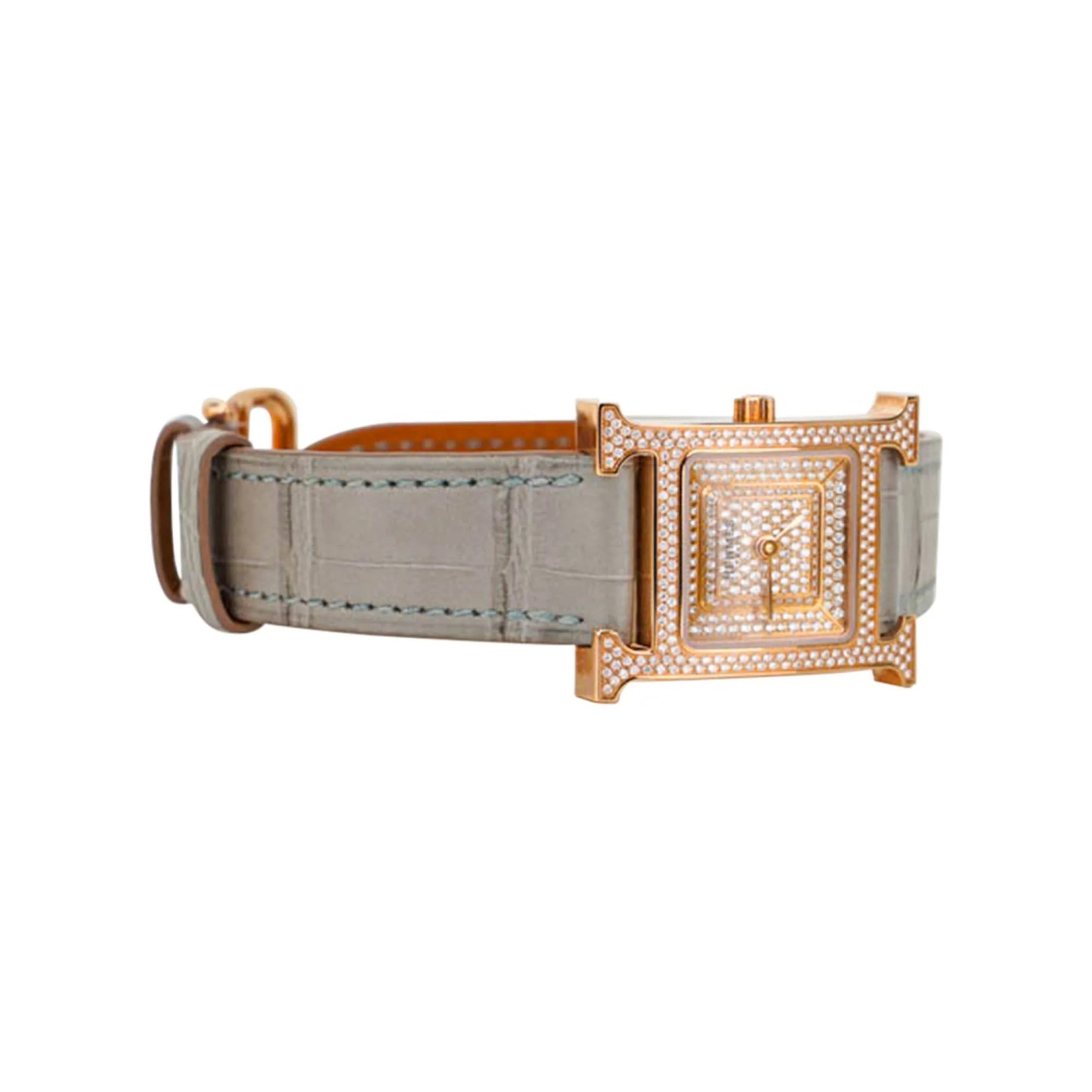Herthtmes Heure H Watch Small Model 25 MM Diamonds and Rose Gold