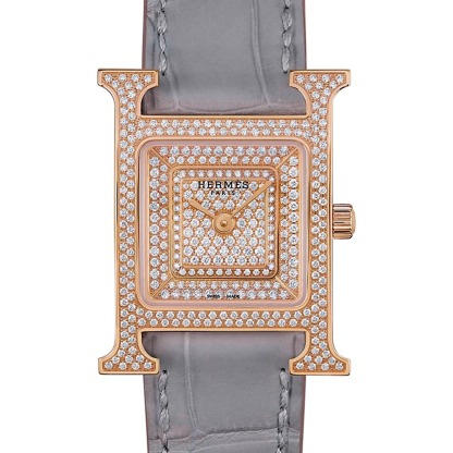Herthtmes Heure H Watch Small Model 25 MM Diamonds and Rose Gold
