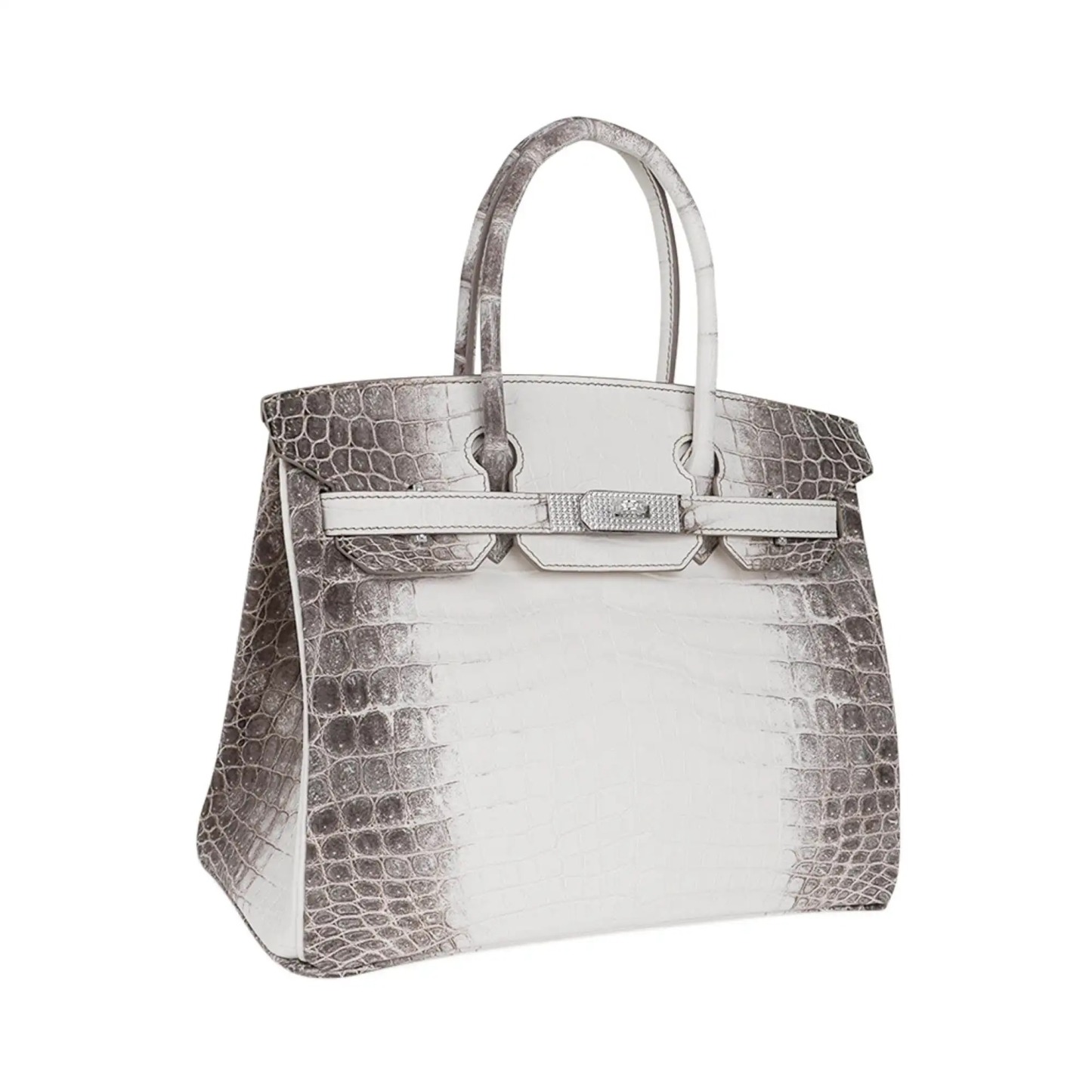 Herthtmes Birkin 30 Bag Diamond Himalaya Blanc Matte Niloticus Crocodile with 18k White Gold Hardware