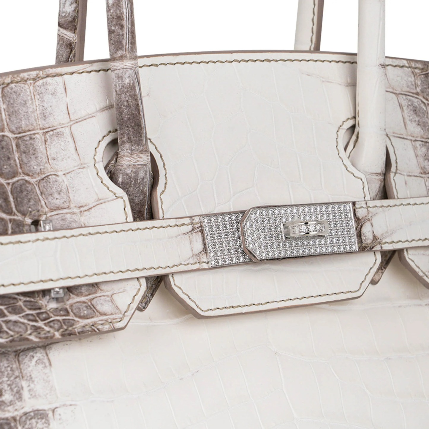 Herthtmes Birkin 30 Bag Diamond Himalaya Blanc Matte Niloticus Crocodile with 18k White Gold Hardware