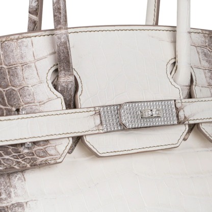 Herthtmes Birkin 30 Bag Diamond Himalaya Blanc Matte Niloticus Crocodile with 18k White Gold Hardware
