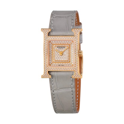 Herthtmes Heure H Watch Small Model 25 MM Diamonds and Rose Gold