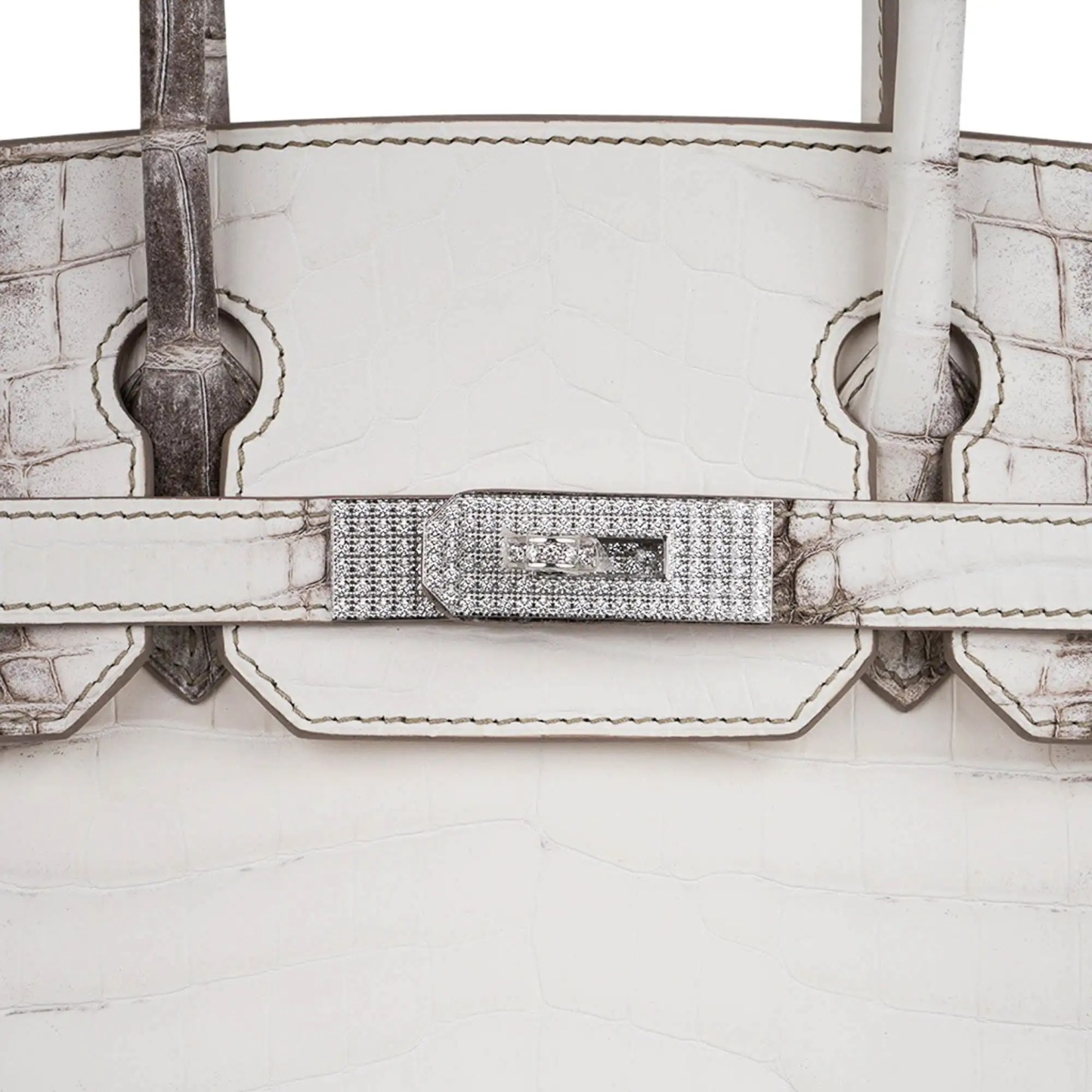 Herthtmes Birkin 30 Bag Diamond Himalaya Blanc Matte Niloticus Crocodile with 18k White Gold Hardware