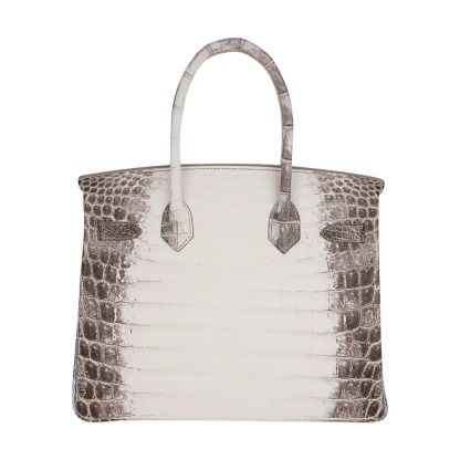 Herthtmes Birkin 30 Bag Diamond Himalaya Blanc Matte Niloticus Crocodile with 18k White Gold Hardware