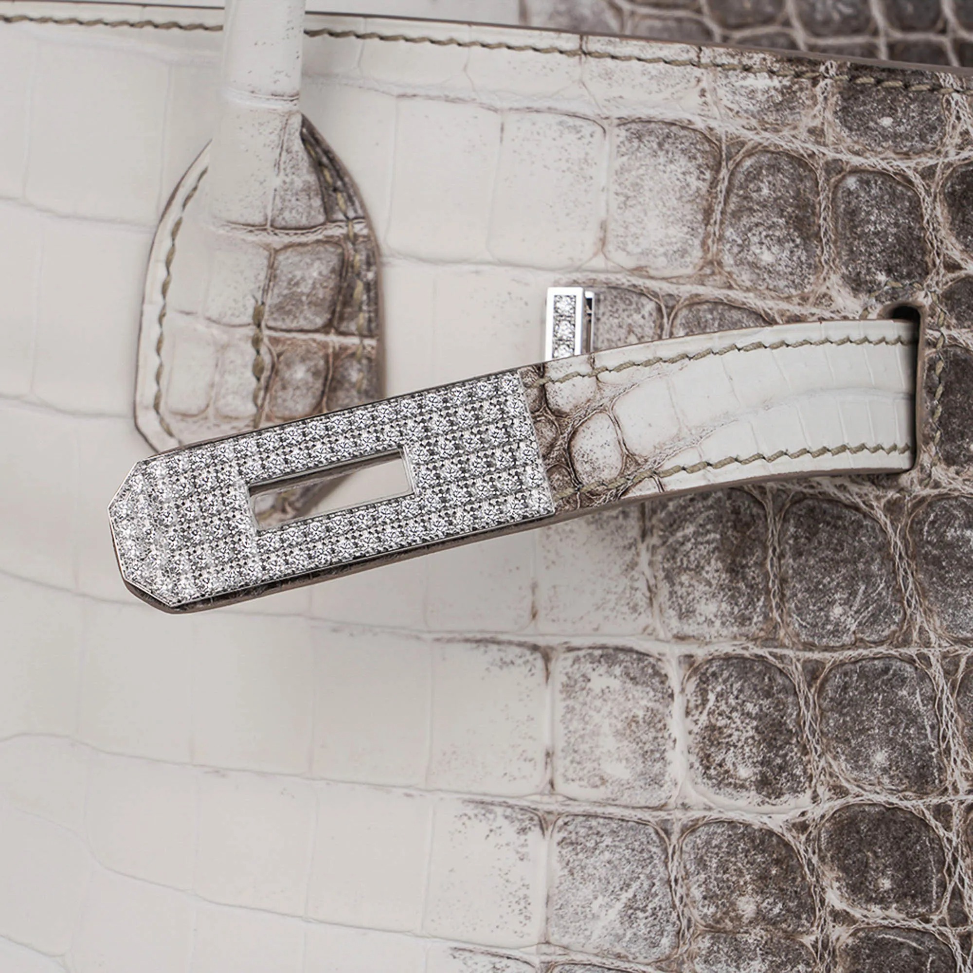 Herthtmes Birkin 30 Bag Diamond Himalaya Blanc Matte Niloticus Crocodile with 18k White Gold Hardware