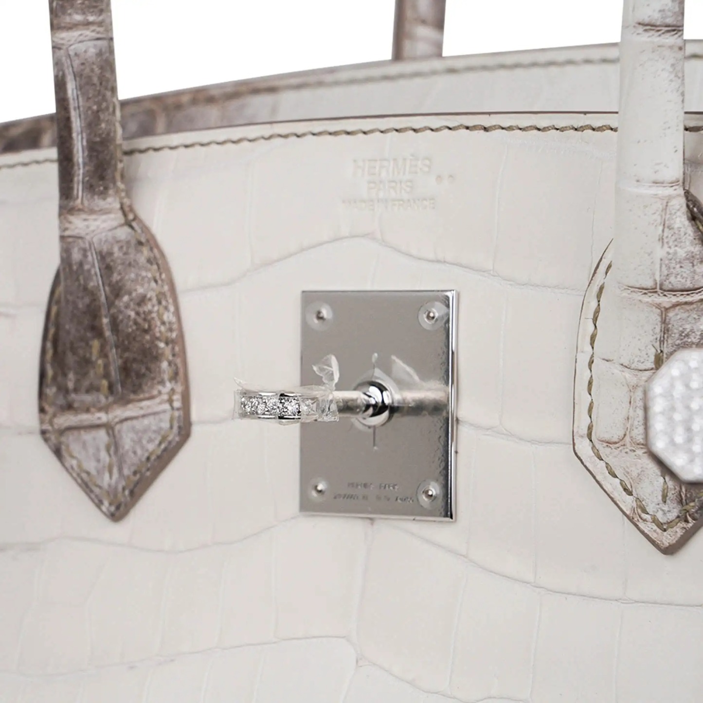 Herthtmes Birkin 30 Bag Diamond Himalaya Blanc Matte Niloticus Crocodile with 18k White Gold Hardware