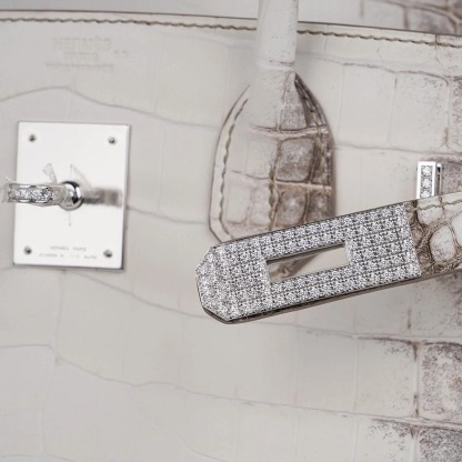 Herthtmes Birkin 30 Bag Diamond Himalaya Blanc Matte Niloticus Crocodile with 18k White Gold Hardware