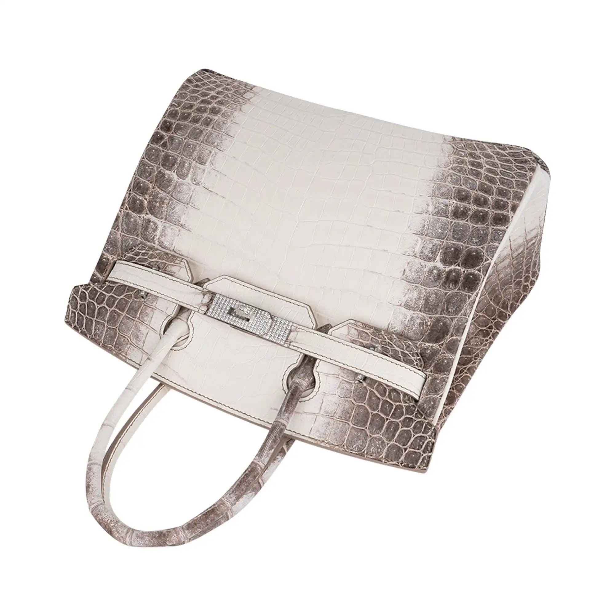 Herthtmes Birkin 30 Bag Diamond Himalaya Blanc Matte Niloticus Crocodile with 18k White Gold Hardware