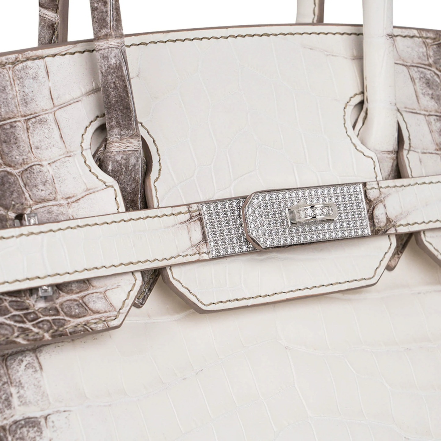 Herthtmes Birkin 30 Bag Diamond Himalaya Blanc Matte Niloticus Crocodile with 18k White Gold Hardware