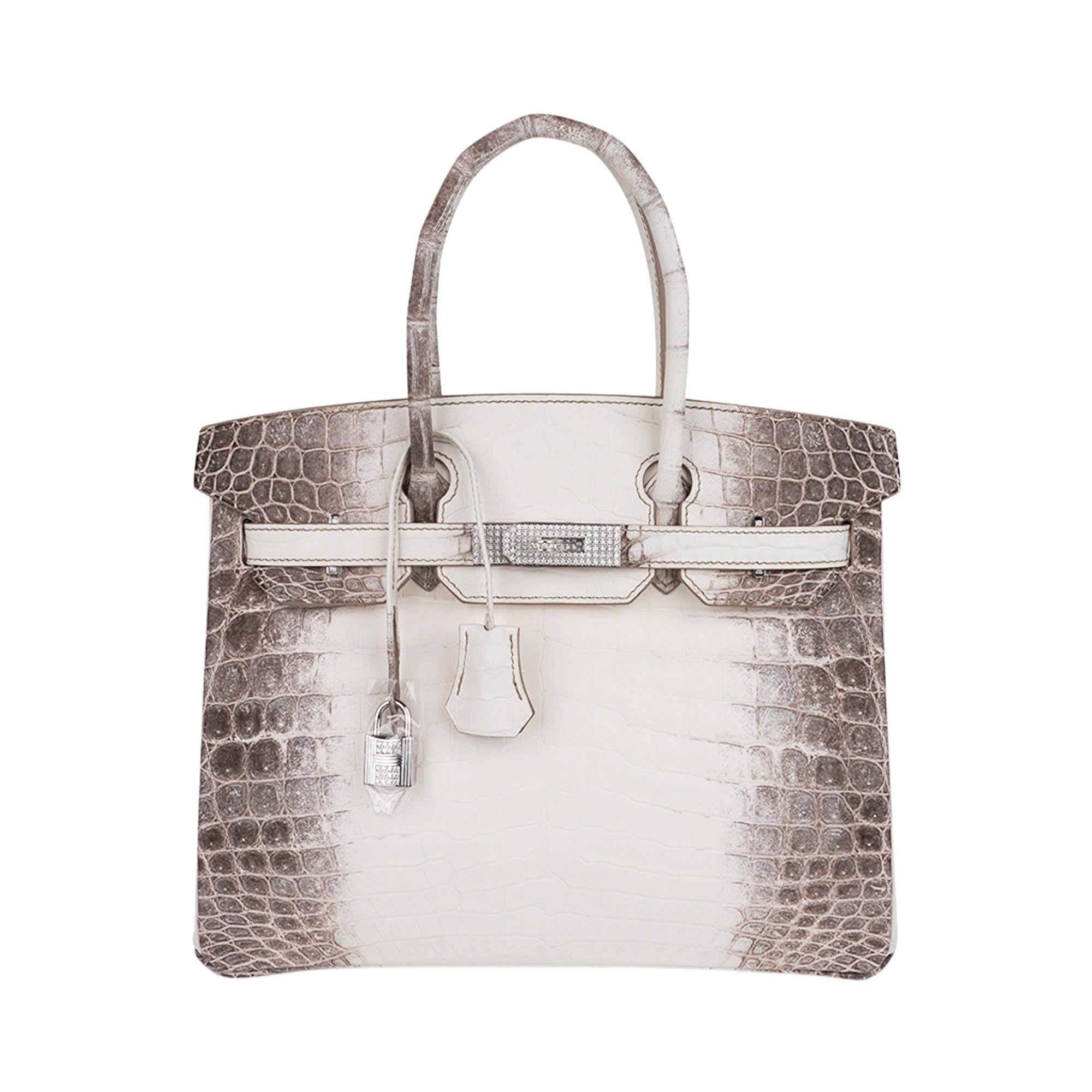 Herthtmes Birkin 30 Bag Diamond Himalaya Blanc Matte Niloticus Crocodile with 18k White Gold Hardware