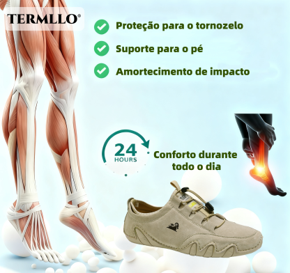 【🎁 Apenas hoje: 60% de desconto - Não perca!】 Sapatos de couro ortopédicos ergonómicos - Couro australiano premium + Costura à mão 👞