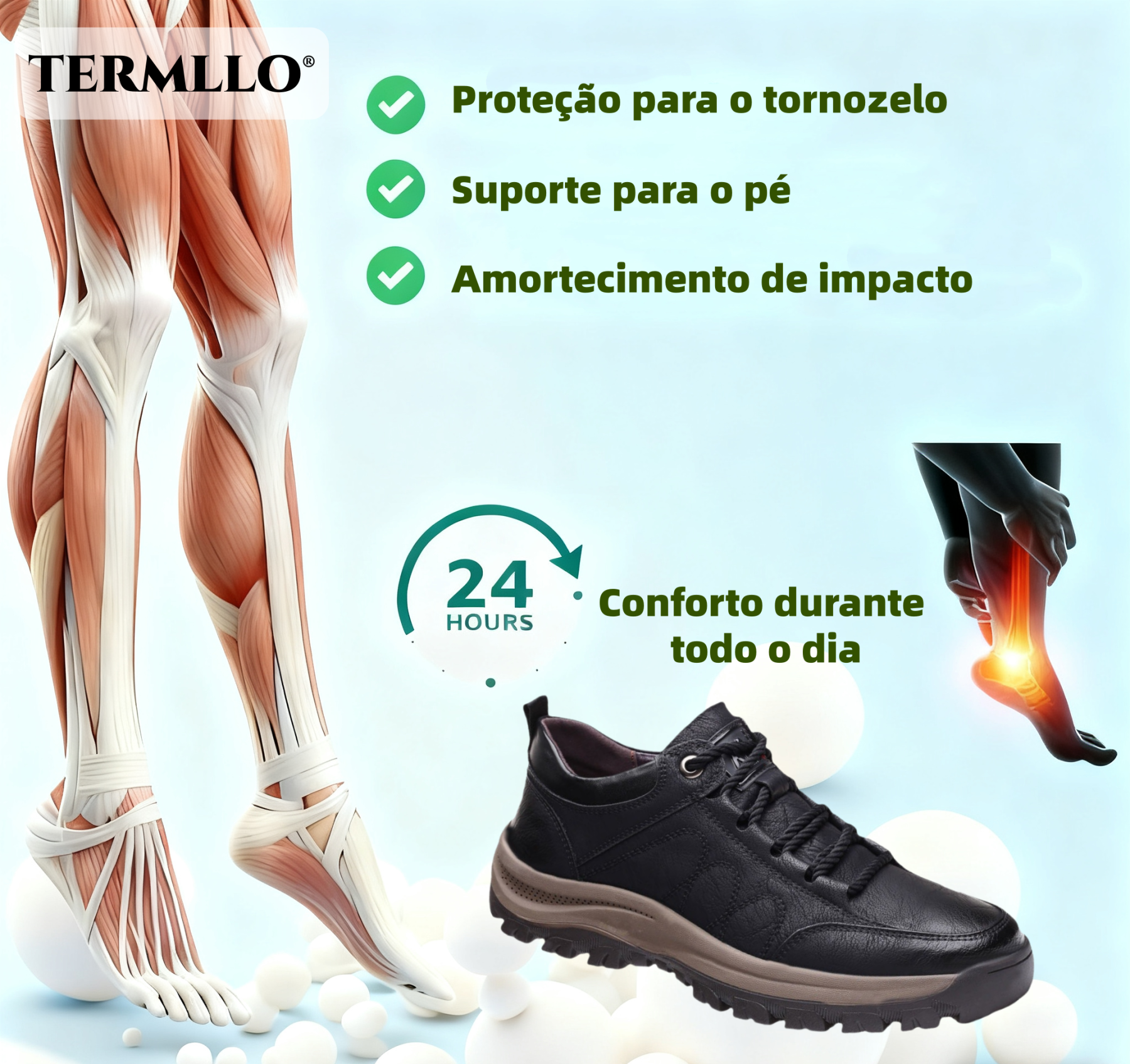 【🎁 Apenas hoje: 60% de desconto - Não perca!】 Sapatos de couro ortopédicos ergonómicos - Couro australiano premium + Costura à mão 👞