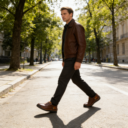 【🎁 Apenas hoje: 60% de desconto - Não perca!】 Sapatos de couro ortopédicos ergonómicos - Couro australiano premium + Costura à mão 👞