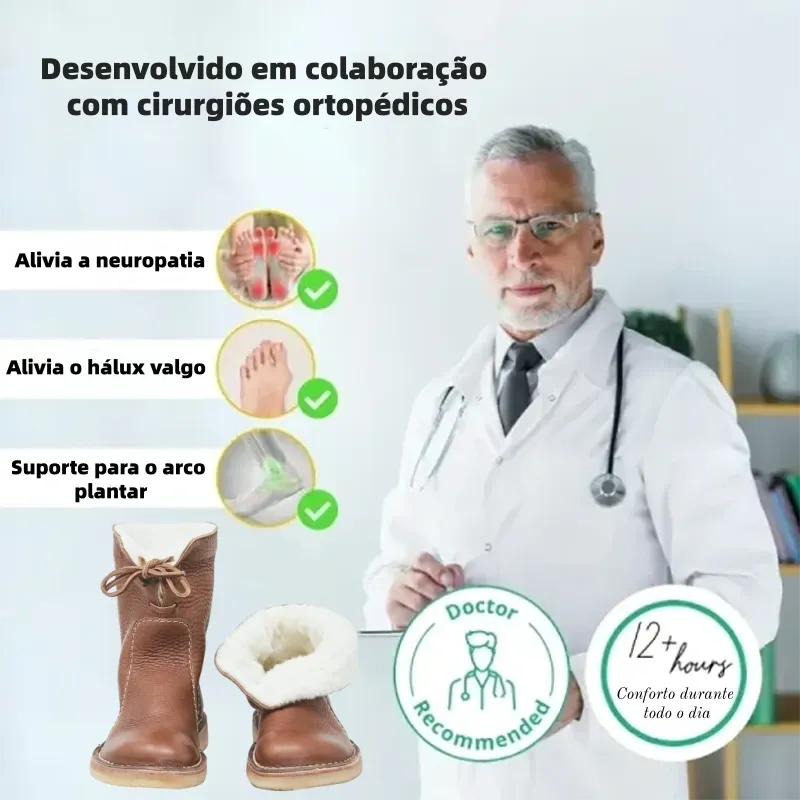 (🔥60% de desconto hoje - não perca!)⏰ - Botas vintage de pele de carneiro macias, confortáveis ​​e quentes ✅(com suporte para o arco do pé - para aliviar o desconforto)