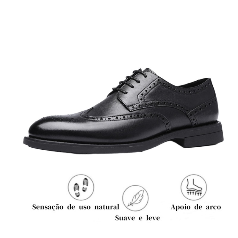 【🎁 Apenas hoje: 60% de desconto - Não perca!】 Sapatos de couro ortopédicos ergonómicos - Couro australiano premium + Costura à mão 👞