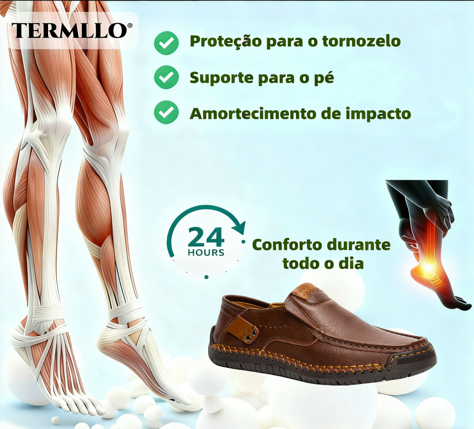 【🎁 Apenas hoje: 60% de desconto - Não perca!】 Sapatos de couro ortopédicos ergonómicos - Couro australiano premium + Costura à mão 👞