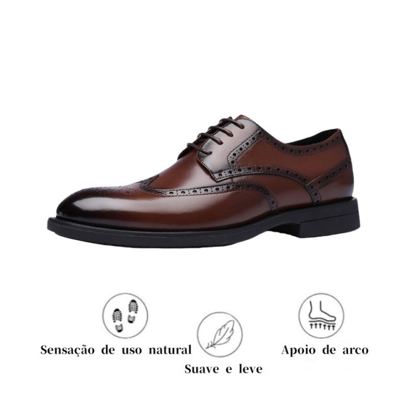 【🎁 Apenas hoje: 60% de desconto - Não perca!】 Sapatos de couro ortopédicos ergonómicos - Couro australiano premium + Costura à mão 👞