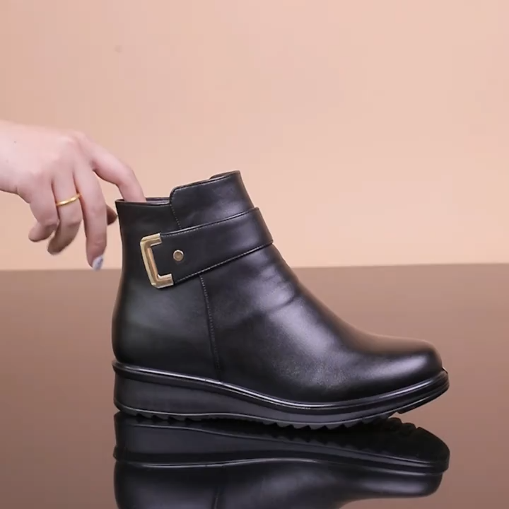 (🔥40% de desconto hoje - não perca!)⏰ - Botas de couro vintage macias, confortáveis ​​e quentes ✅ (com suporte para o arco do pé - para aliviar o desconforto)