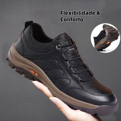 【🎁 Apenas hoje: 60% de desconto - Não perca!】 Sapatos de couro ortopédicos ergonómicos - Couro australiano premium + Costura à mão 👞