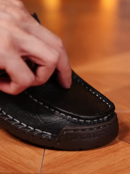 【🎁 Apenas hoje: 60% de desconto - Não perca!】 Sapatos de couro ortopédicos ergonómicos - Couro australiano premium + Costura à mão 👞