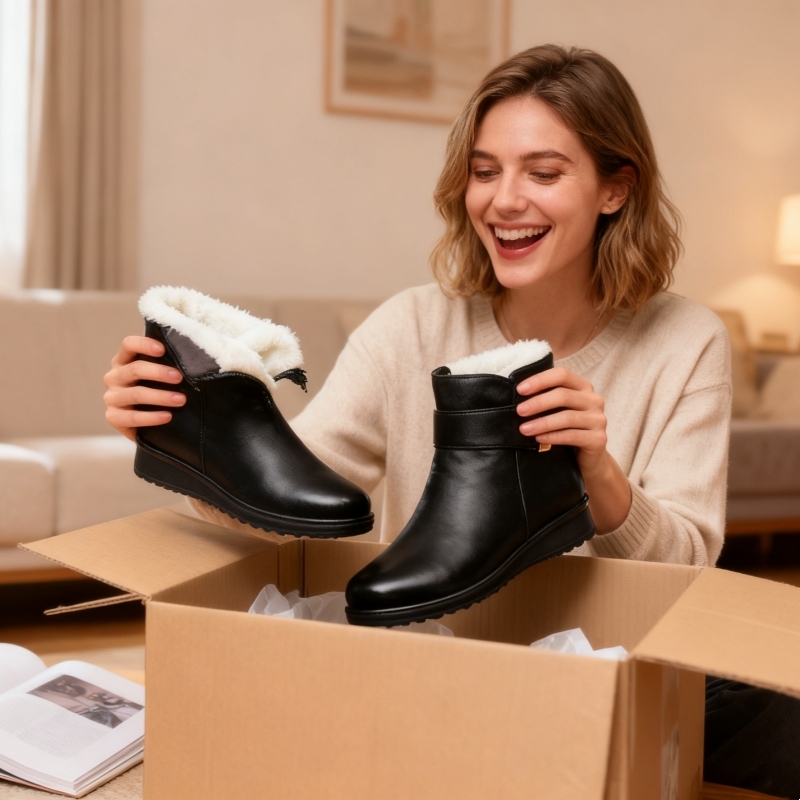 (🔥Hoje com 50% de desconto - não perca esta oportunidade)⏰ - Sapatos de couro de lã macios e confortáveis ​​​​- Design ergonómico (permite-lhe caminhar o dia todo sem se sentir cansado)