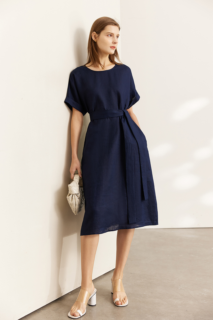 Belted Linen & Ramie Dress