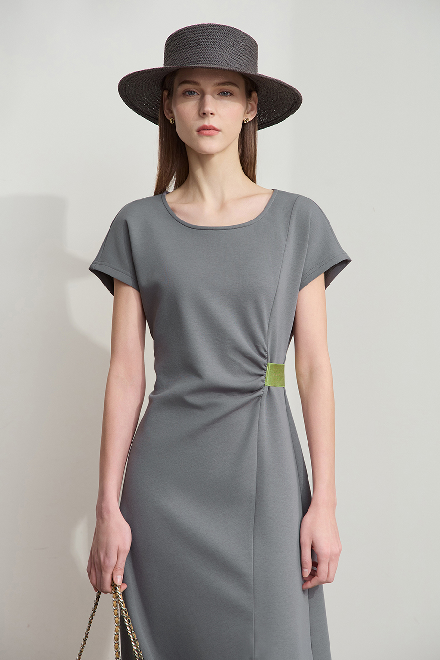 Waist-defined Slit Dress