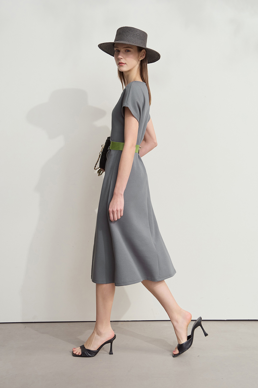 Waist-defined Slit Dress