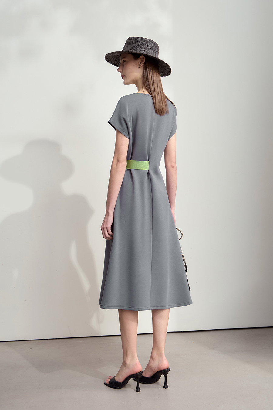 Waist-defined Slit Dress