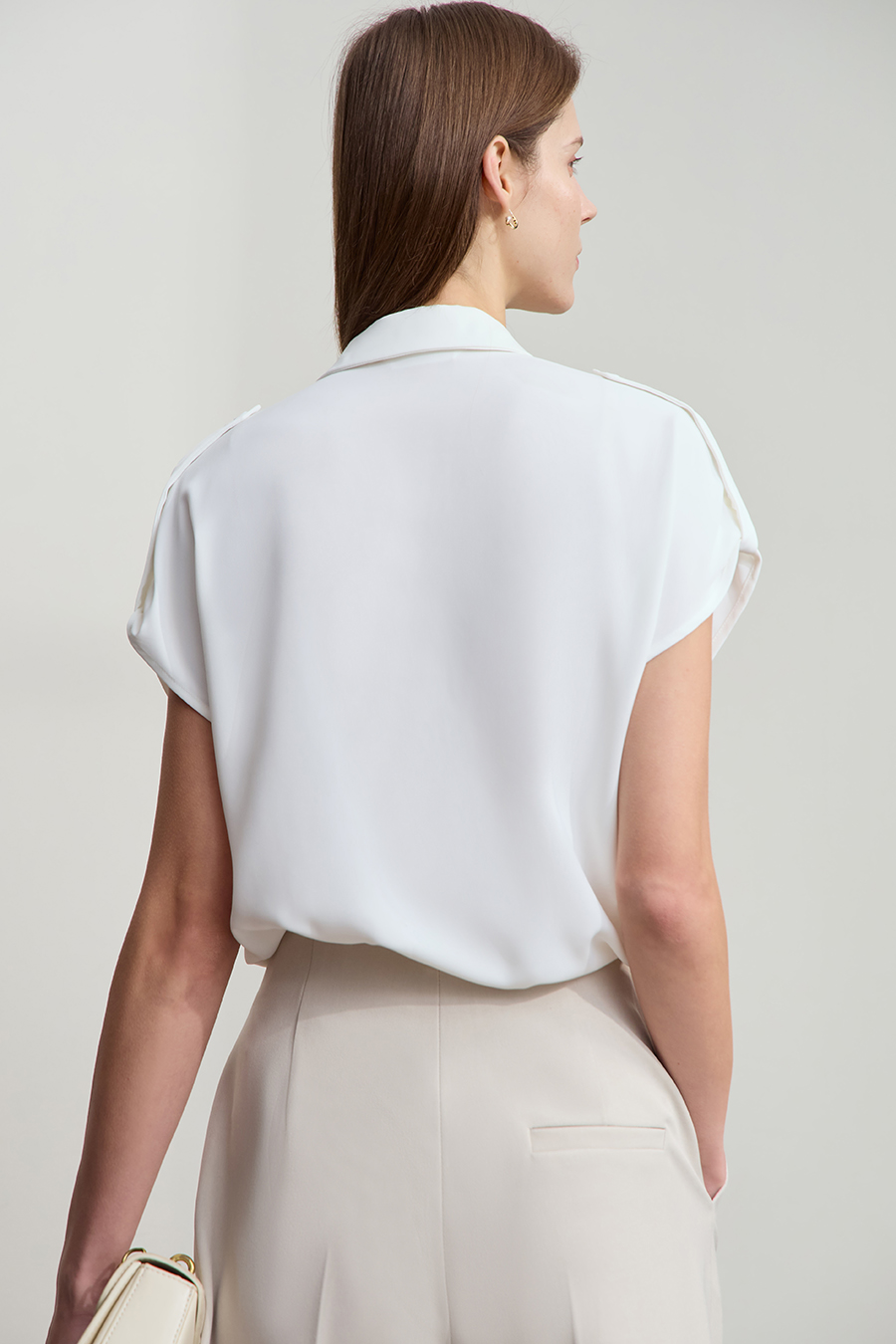 Collared Dolman Sleeve Chiffon Blouse|AMII