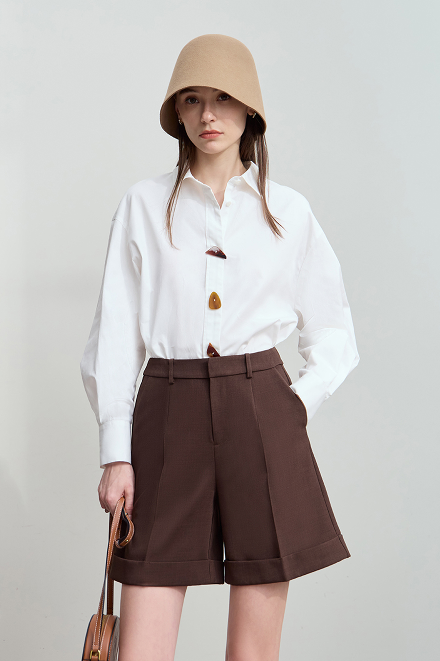 Mid - Length All - Cotton Loose Shirt|AMII-AMII.com
