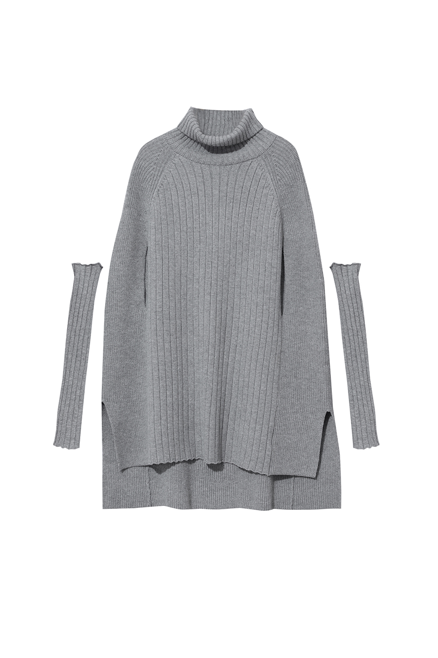 High Neck with Cuffs Slit Sweater|AMII-AMII.com
