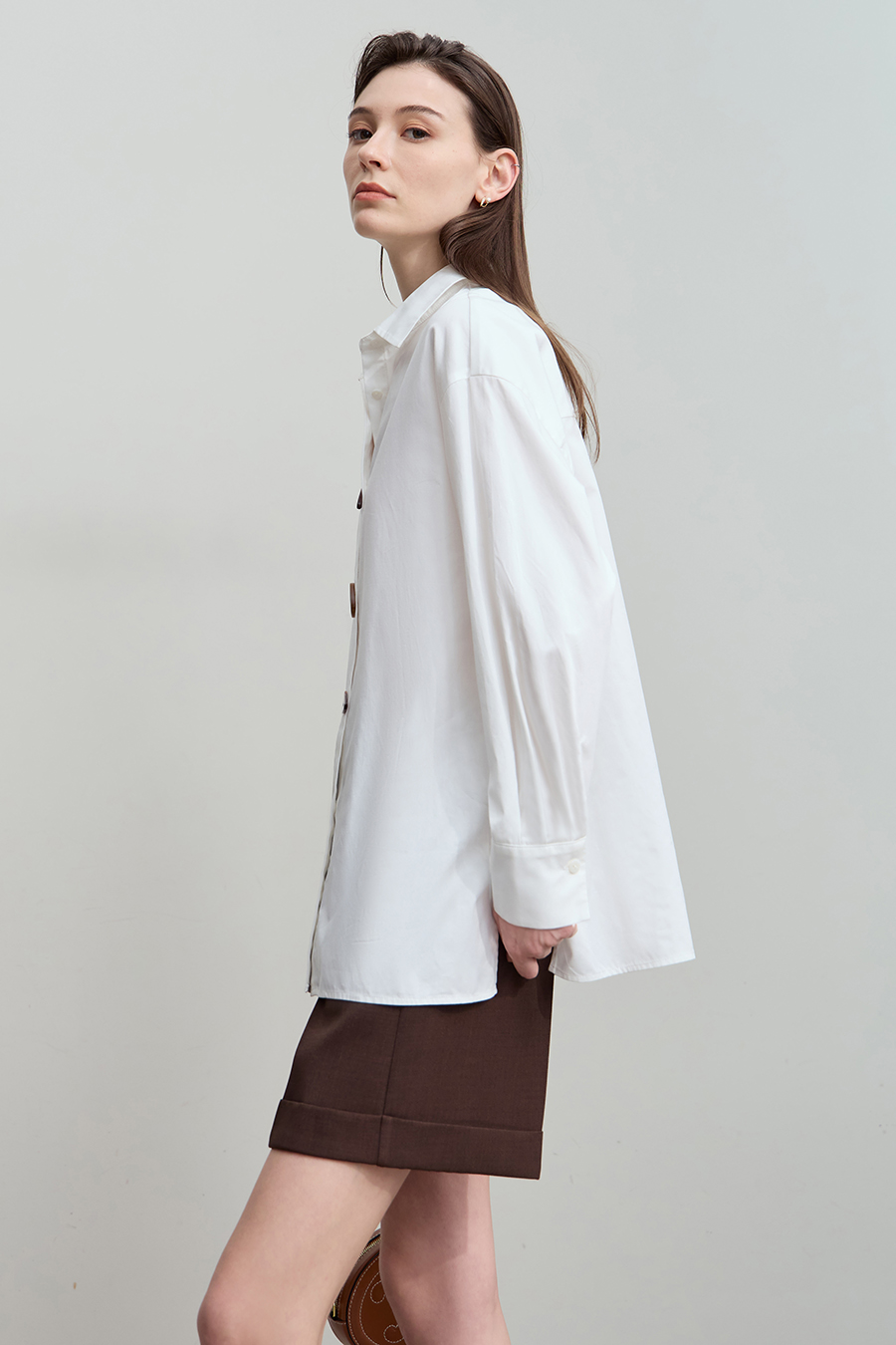 Mid - Length All - Cotton Loose Shirt|AMII-AMII.com