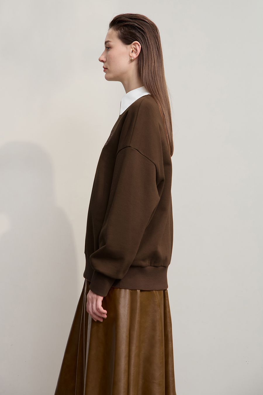 Letter & Heart Embroidered Sweatshirt