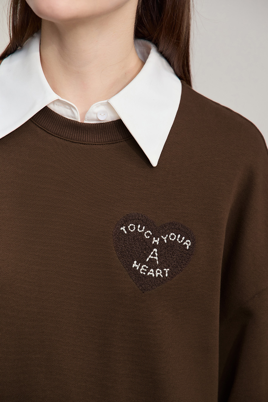Letter & Heart Embroidered Sweatshirt