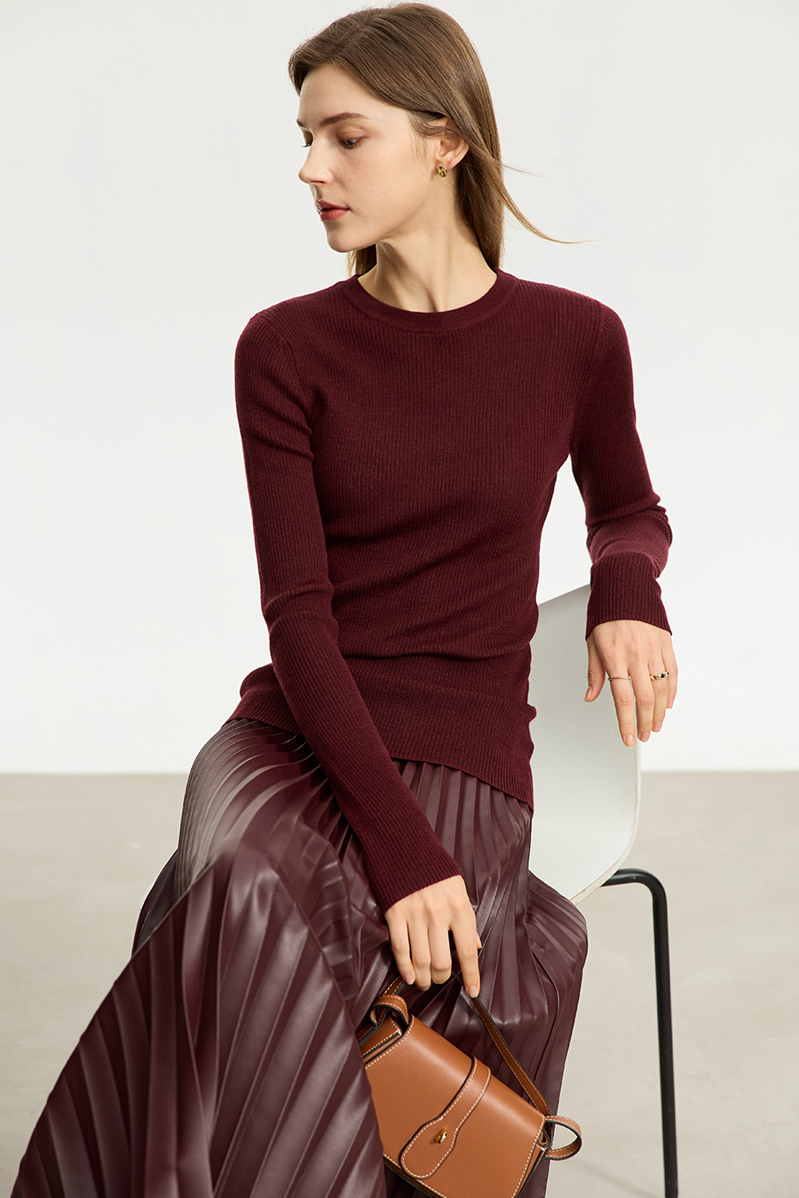 Slim Small Crew Neck Wool Sweater|AMII-AMII.com