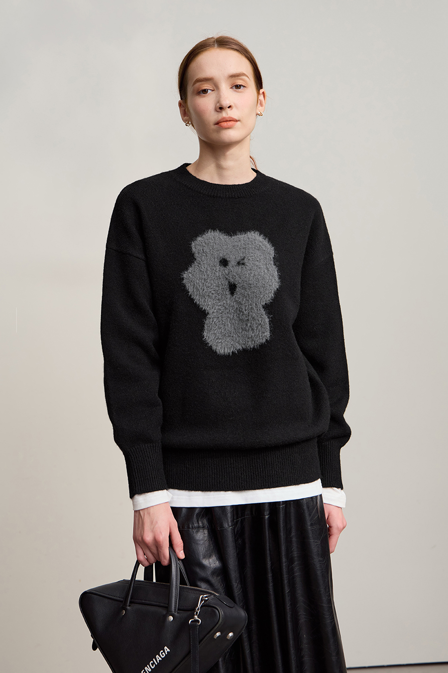 Drop Shoulder Jacquard Pullover Sweater|AMII-AMII.com
