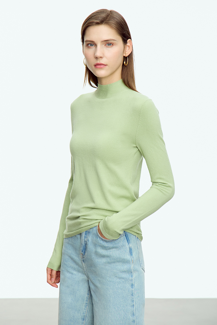 Mock Neck Slim Sweater|AMII-AMII.com