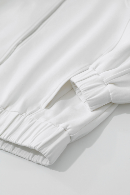 Pure Cotton Stand Up Collar Zipper Drop Shoulder Jacket |Amii