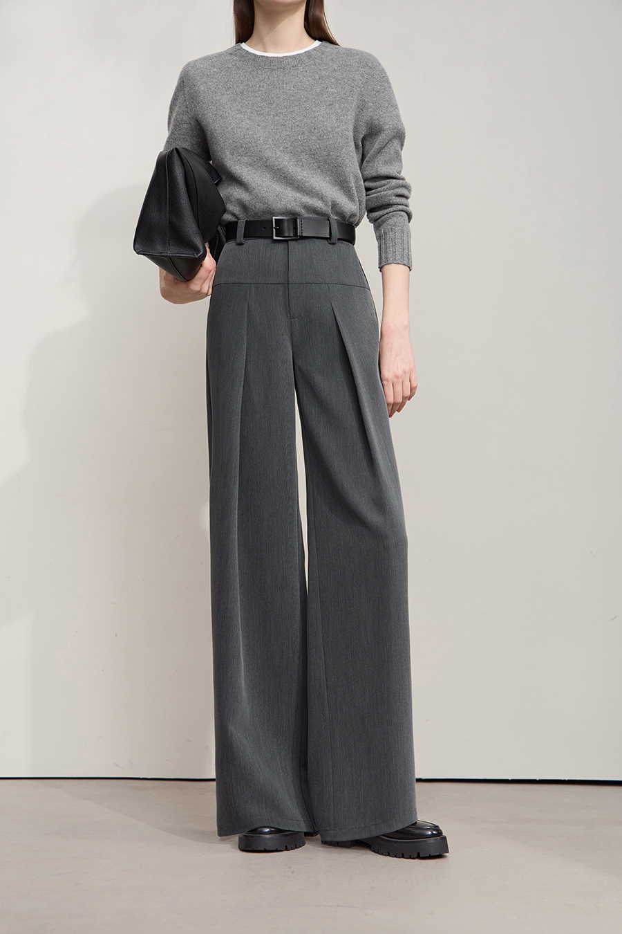 Wide Leg Pleated Casual Pants