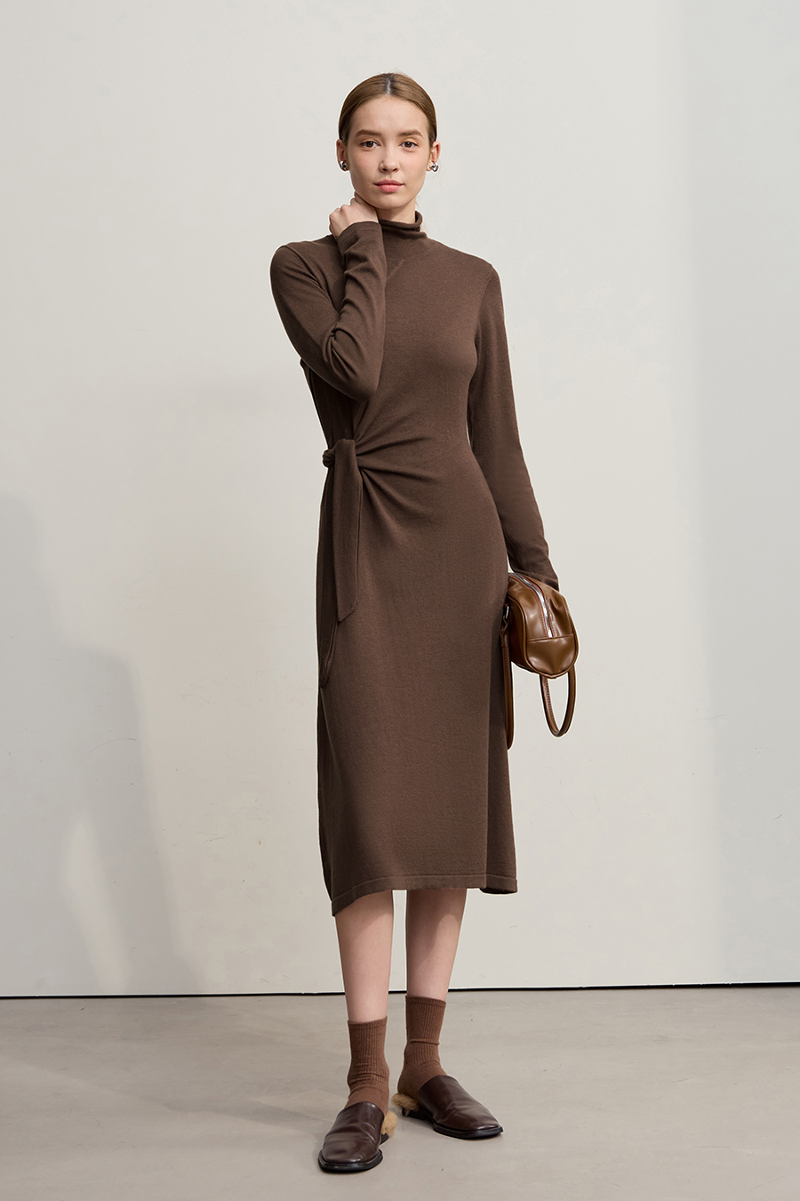 High Neck Tie - Waist Dress|AMII-AMII.com