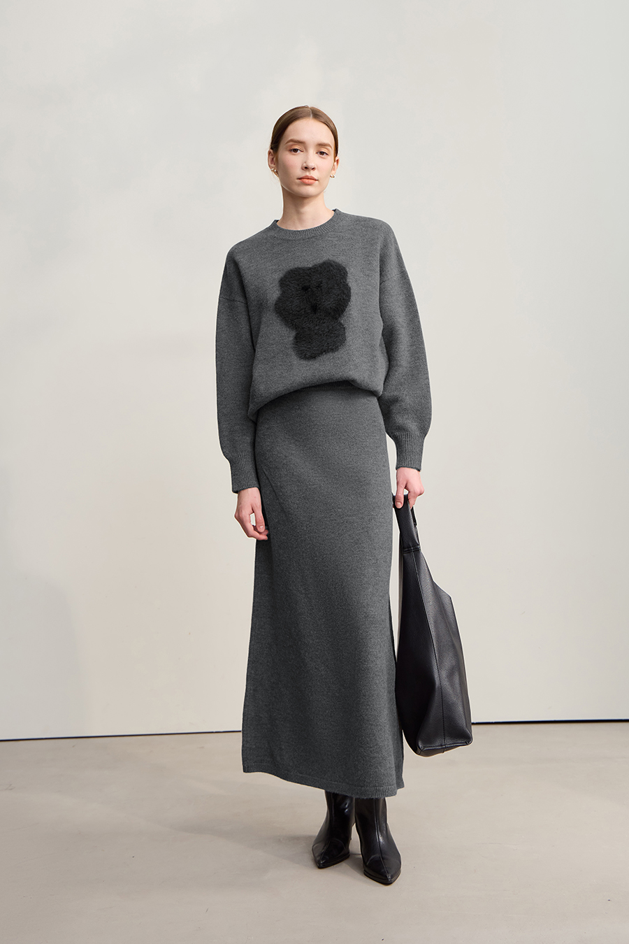 Drop Shoulder Jacquard Pullover Sweater|AMII-AMII.com