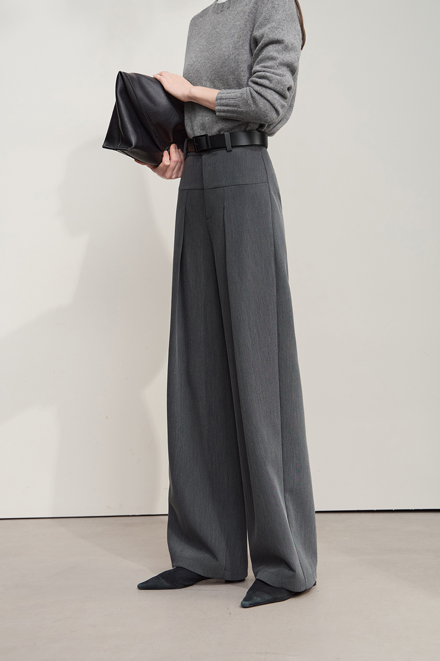 Wide Leg Pleated Casual Pants