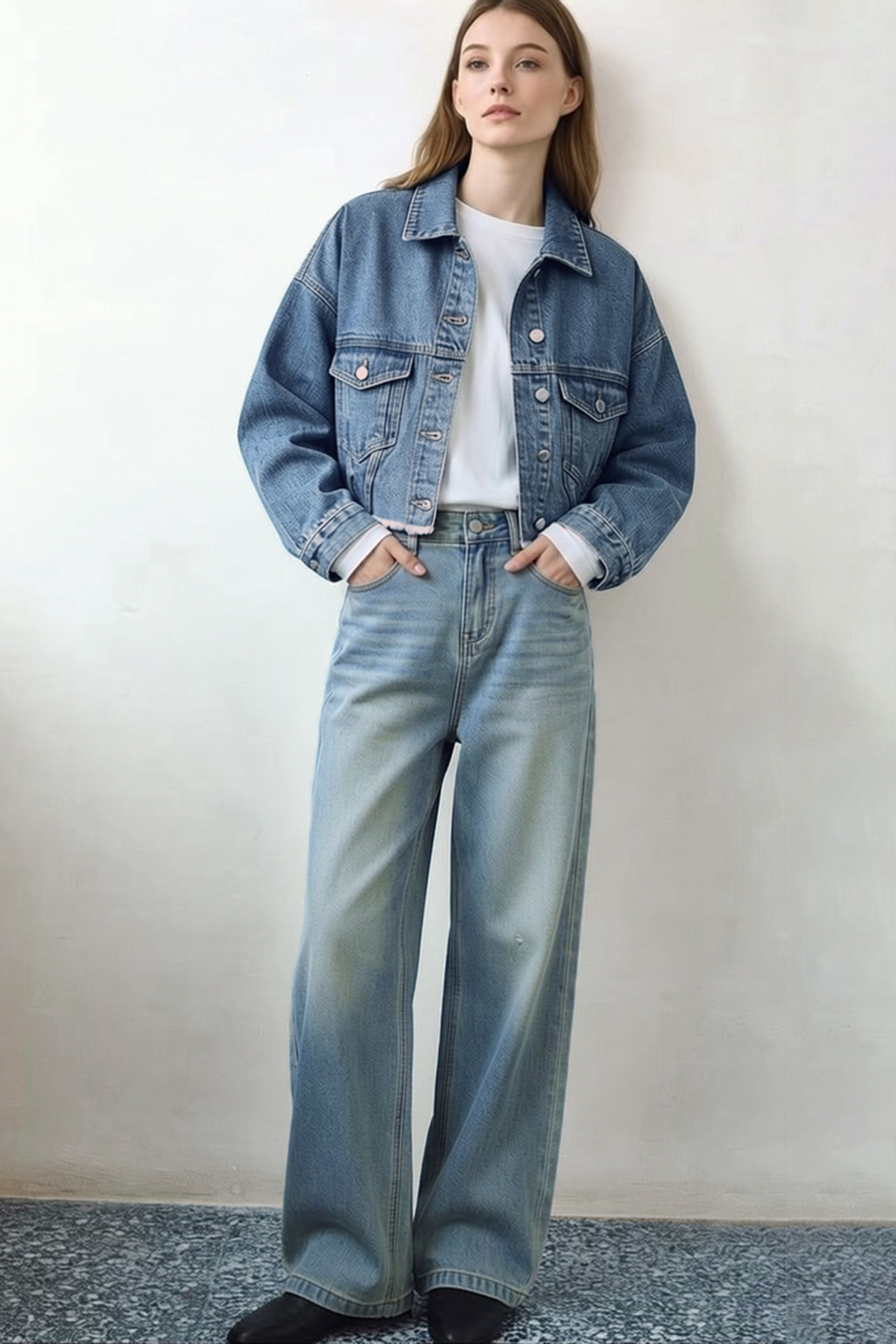 Frayed Cropped Denim Jacket