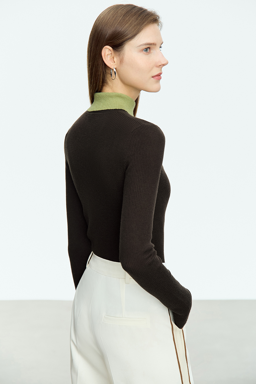Color - block Lapel Slim Sweater|AMII-AMII.com