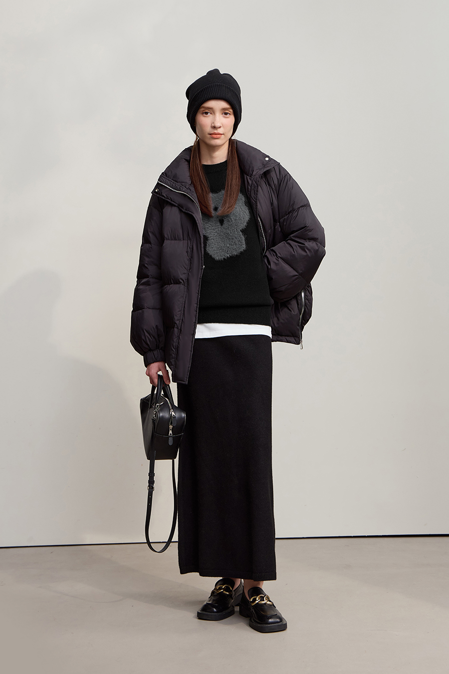 Drop Shoulder Jacquard Pullover Sweater|AMII-AMII.com