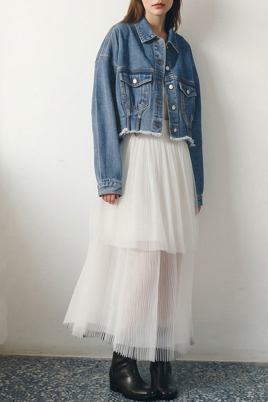 Frayed Cropped Denim Jacket