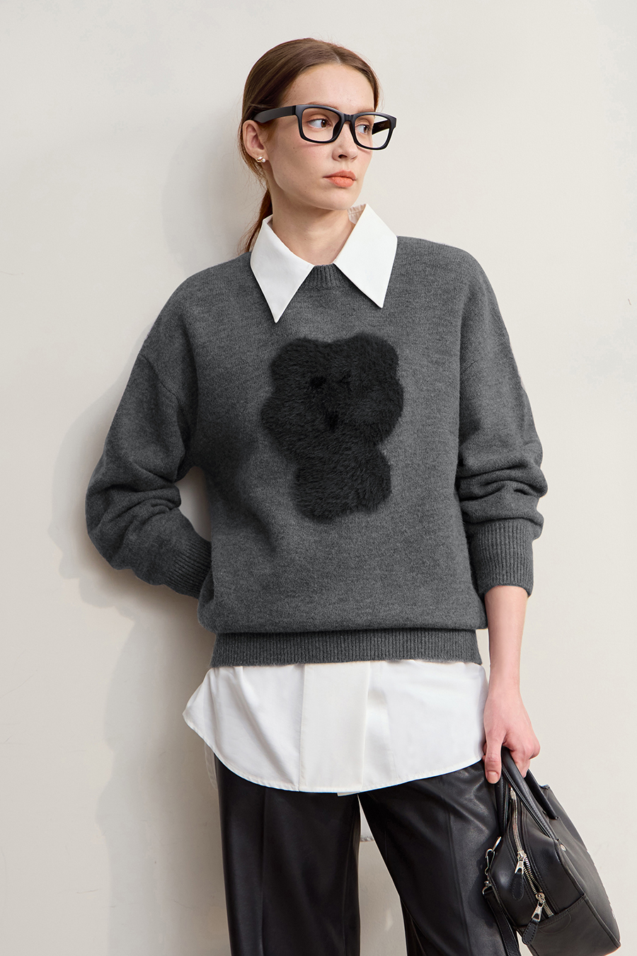 Drop Shoulder Jacquard Pullover Sweater|AMII-AMII.com